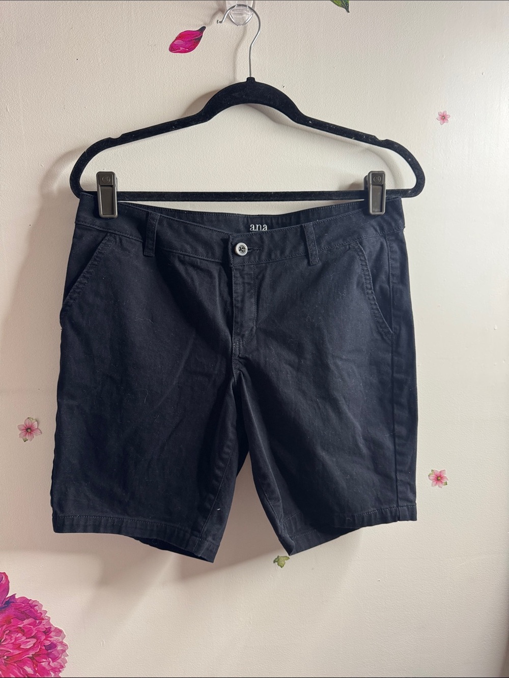 a.n.a Black Flat Front Cotton Blend Men's Shorts